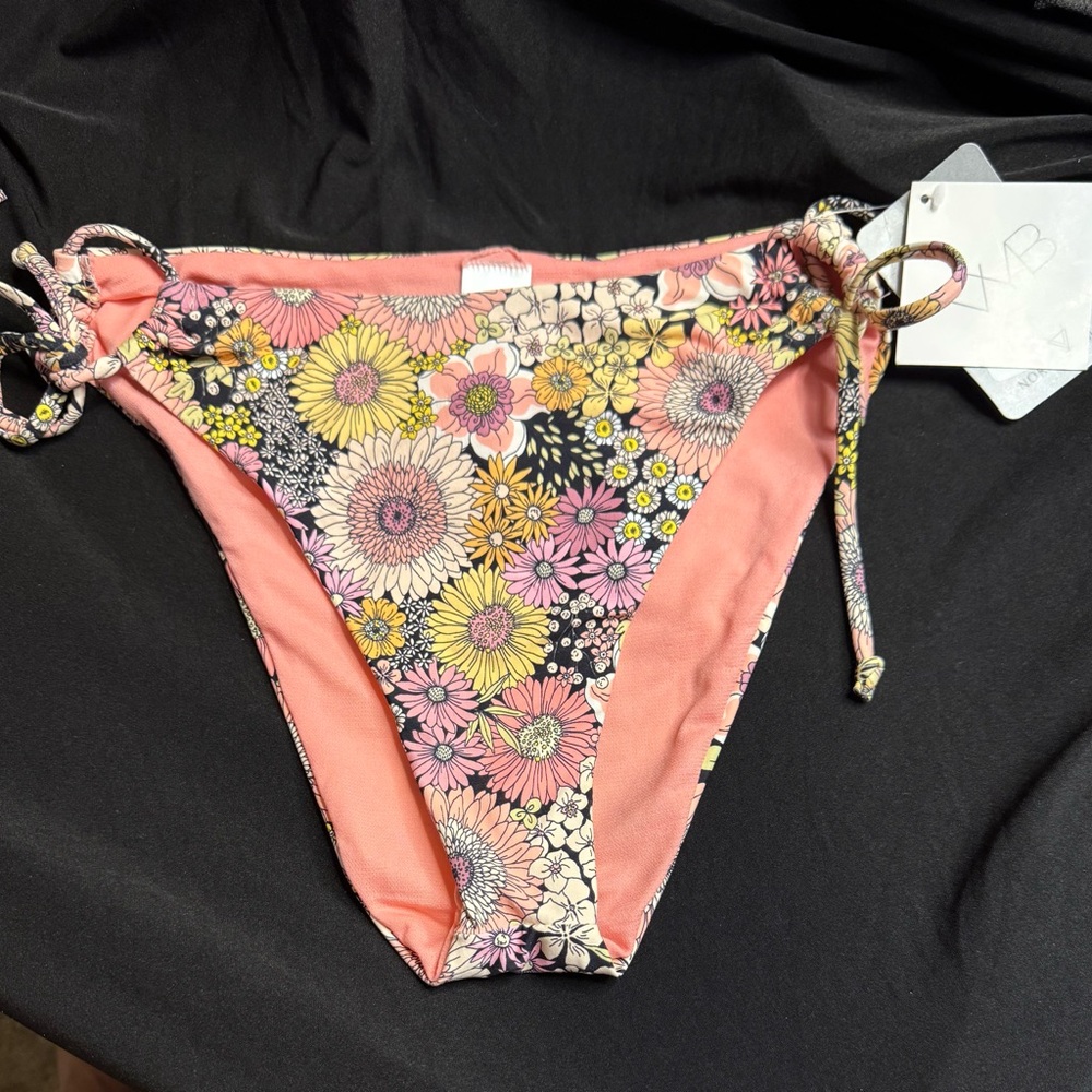 Floral Bikini Bottom with Pink Accents